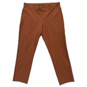 Eileen Fisher Pants Women's Medium Brown Washable Crepe Straight Ankle USA Made